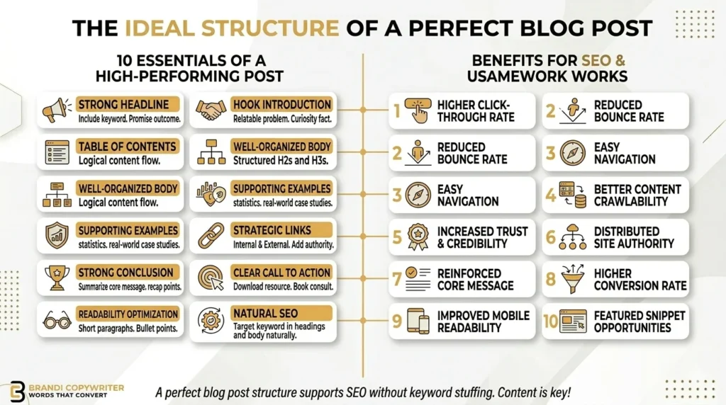 perfect blog post structure SEO headline headings readability CTA conversions
