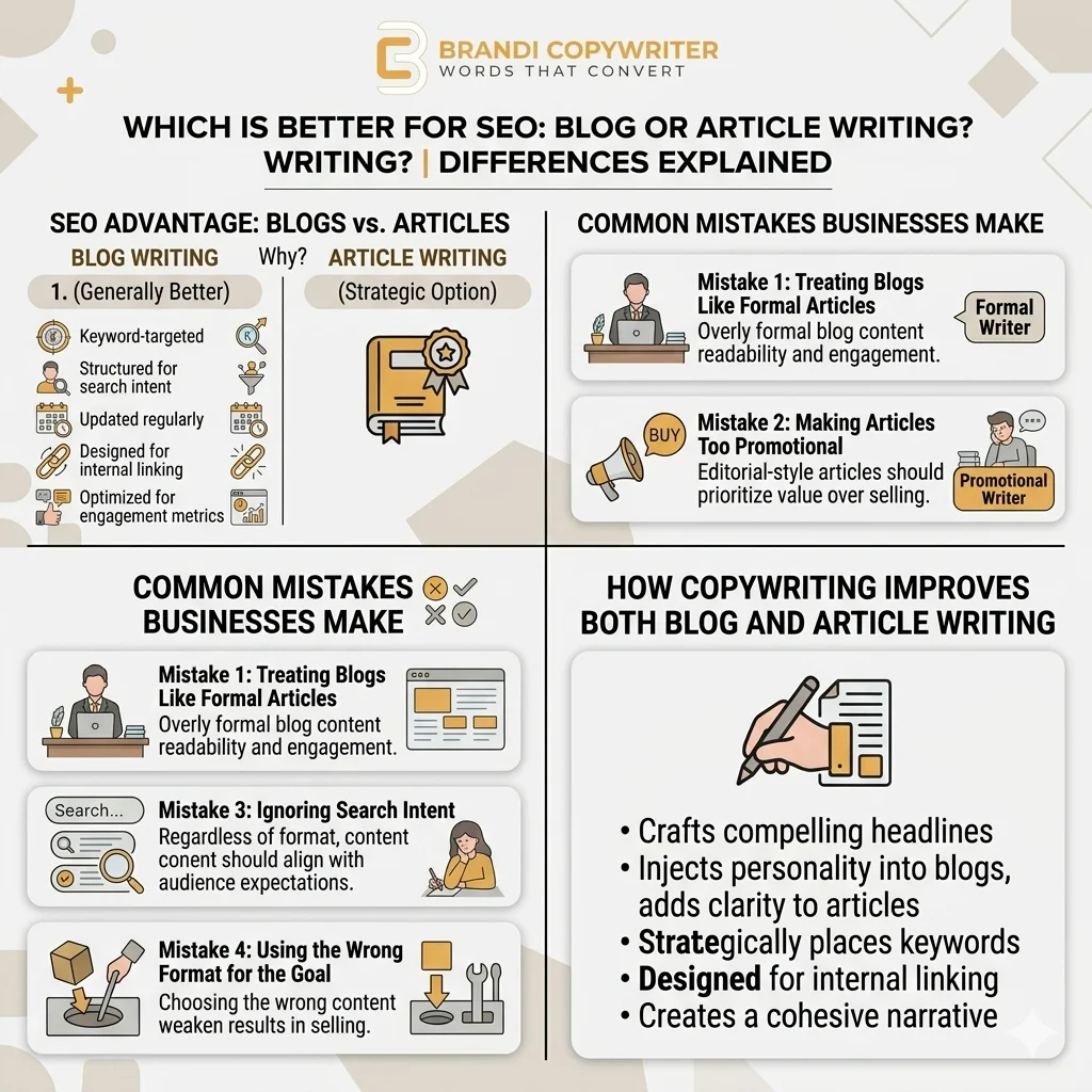 blog writing vs article writing difference